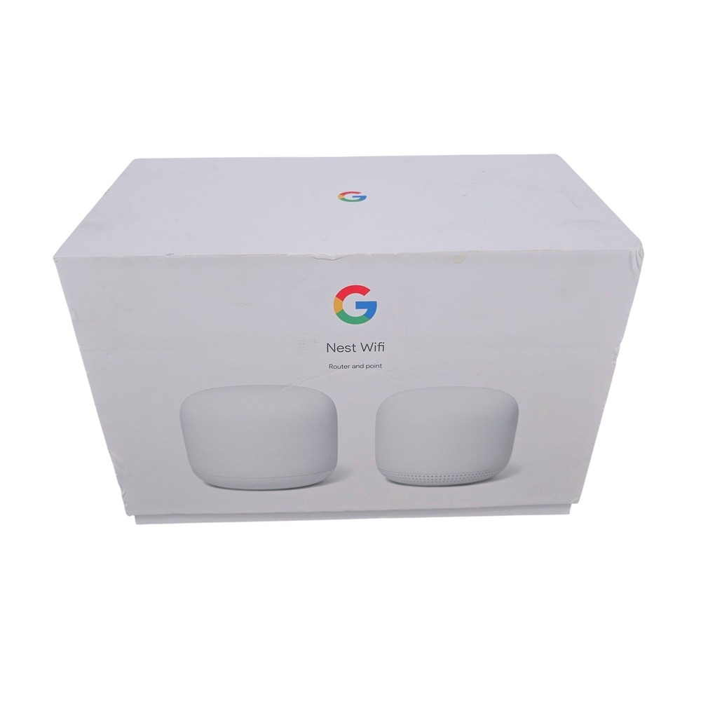 Google Nest Wifi AC2200 Mesh Router and Point 2 Pack White GA00822-US